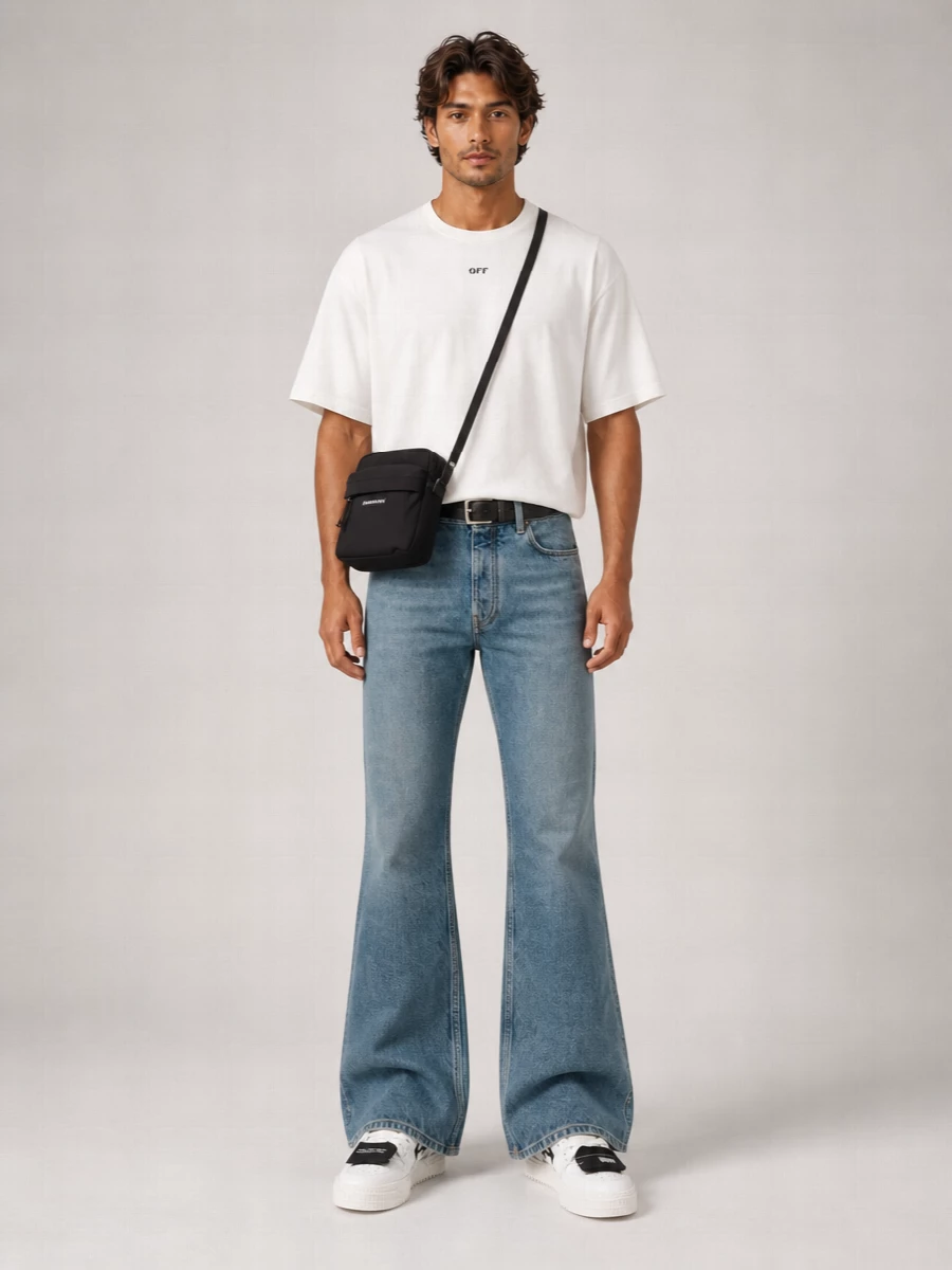 Off-White Denim Slim-Relaxed Flared Jeans
