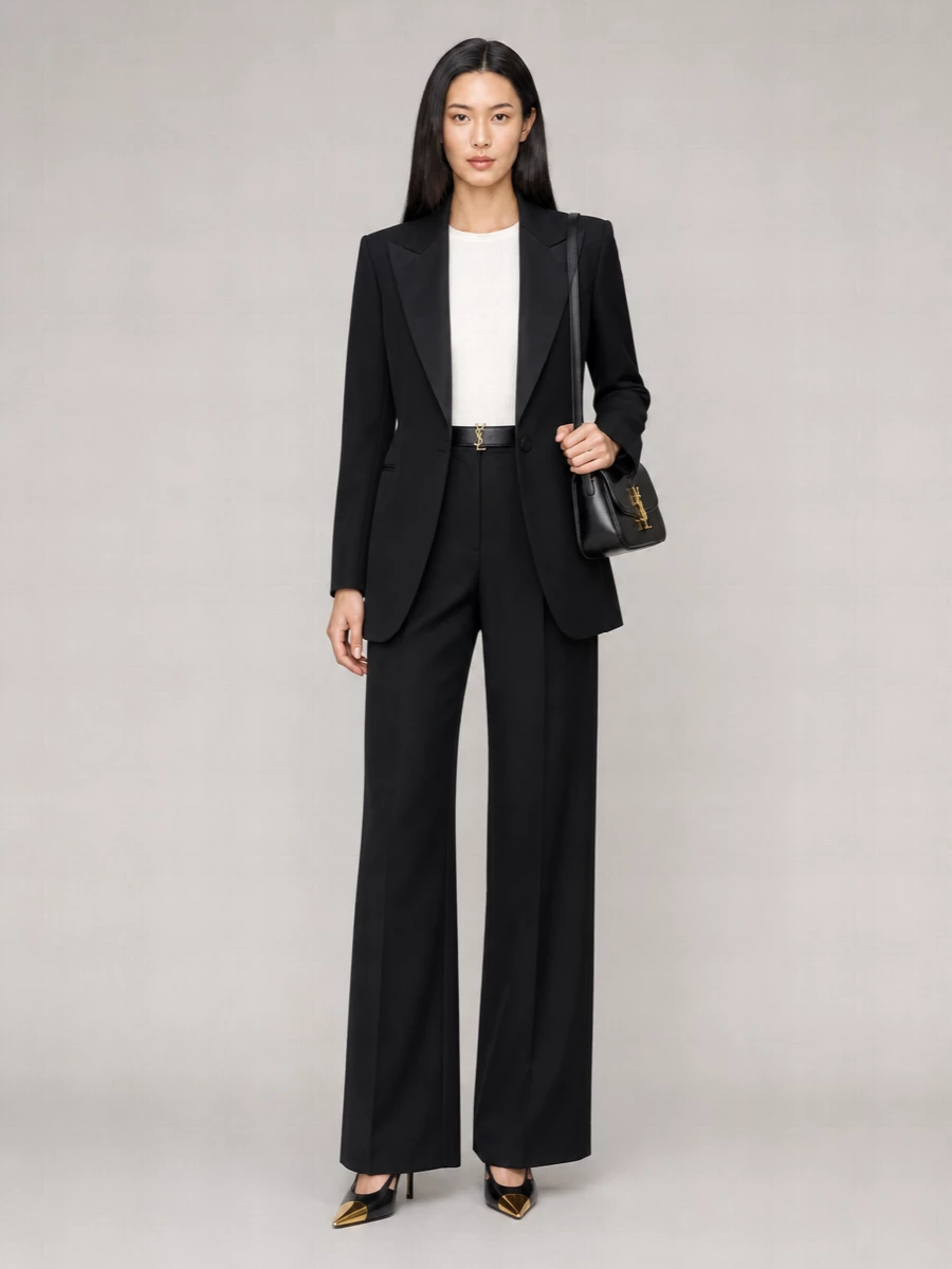 Saint Laurent Virgin Wool Single-Breasted Tuxedo Blazer