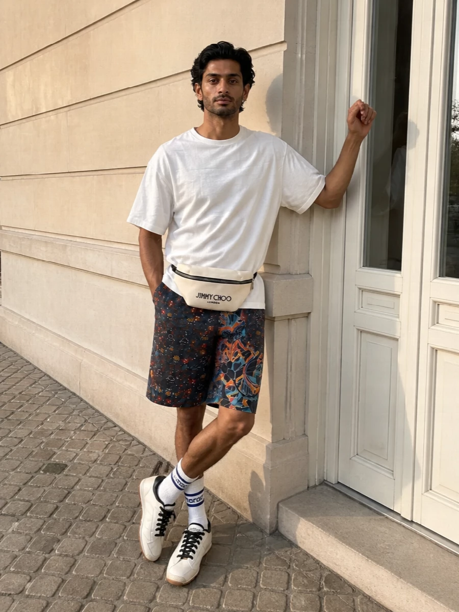 Isabel marant printed shorts white tee sneakers