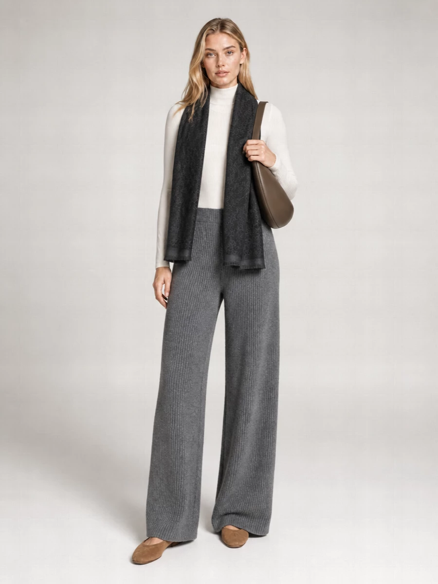 Sportmax Wide-Leg Ribbed Trousers Elastic Waistband
