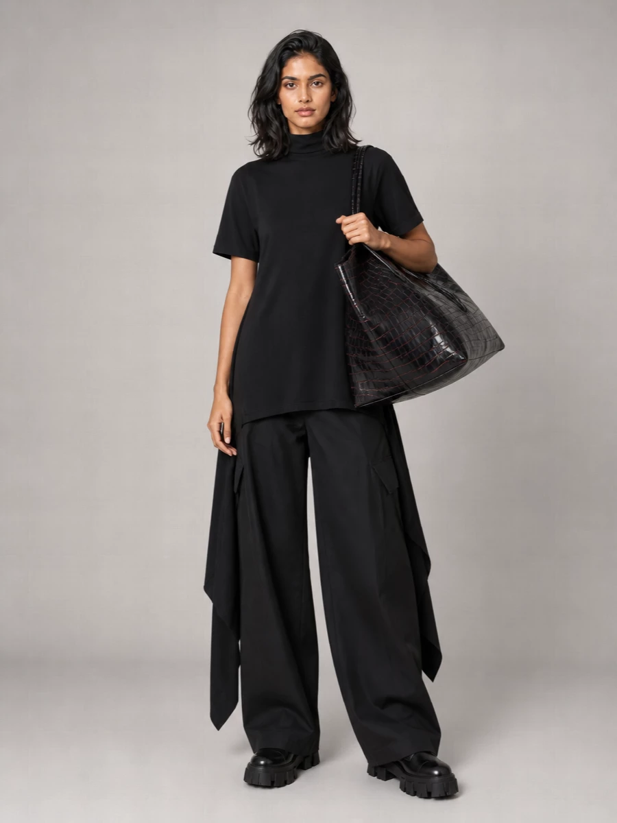 The Attico Medium Croc-Effect Leather Shoulder Bag