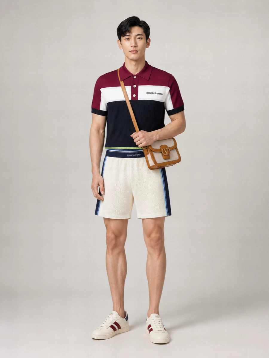 Casablanca Stripe Merino Polo Shirt