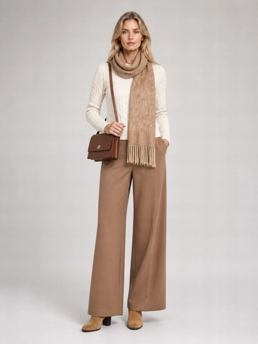 Max Mara Camel Hair Embroidered Scarf
