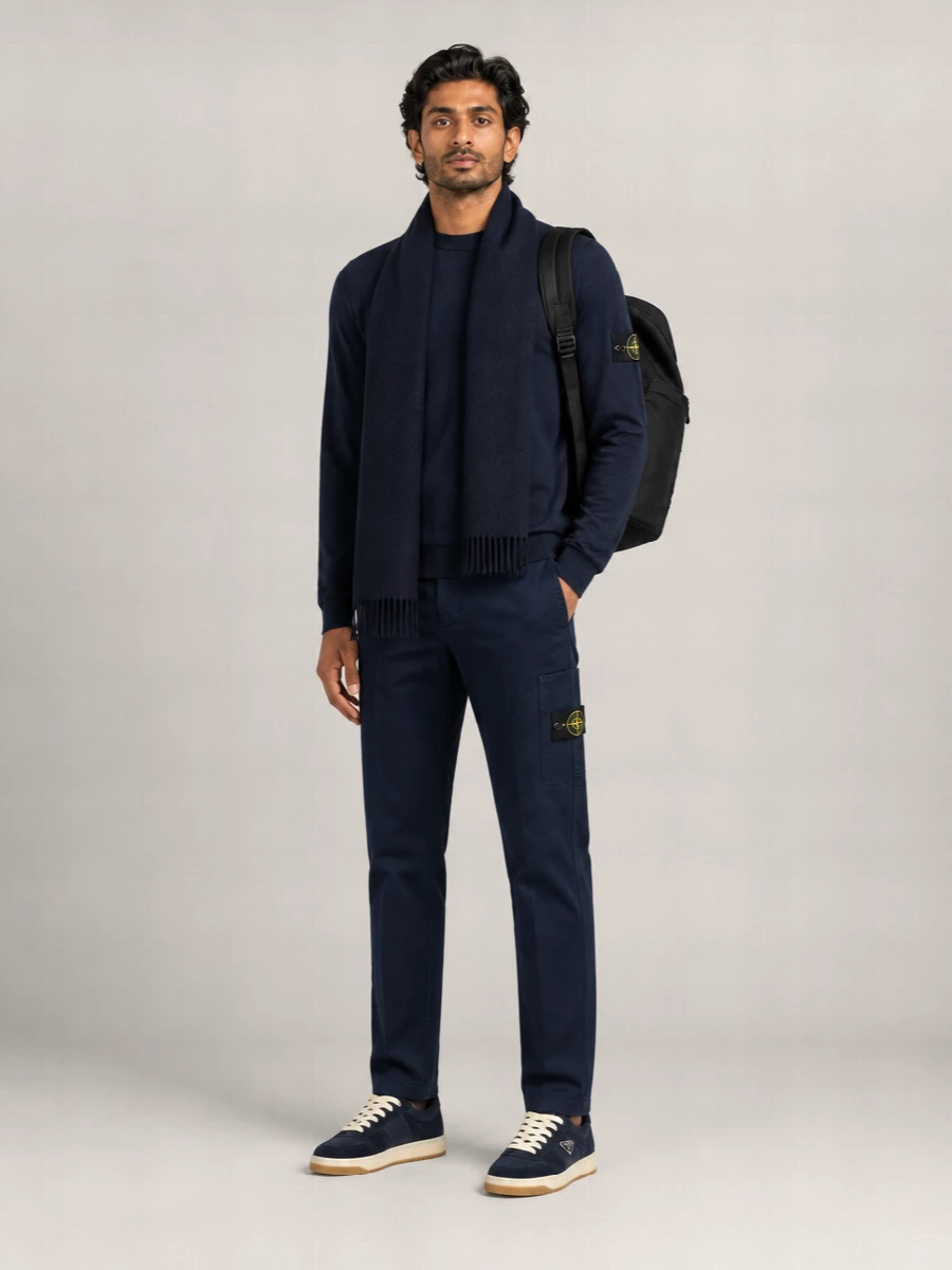 Stone Island Wool Ribbed Knit Crewneck Sweater