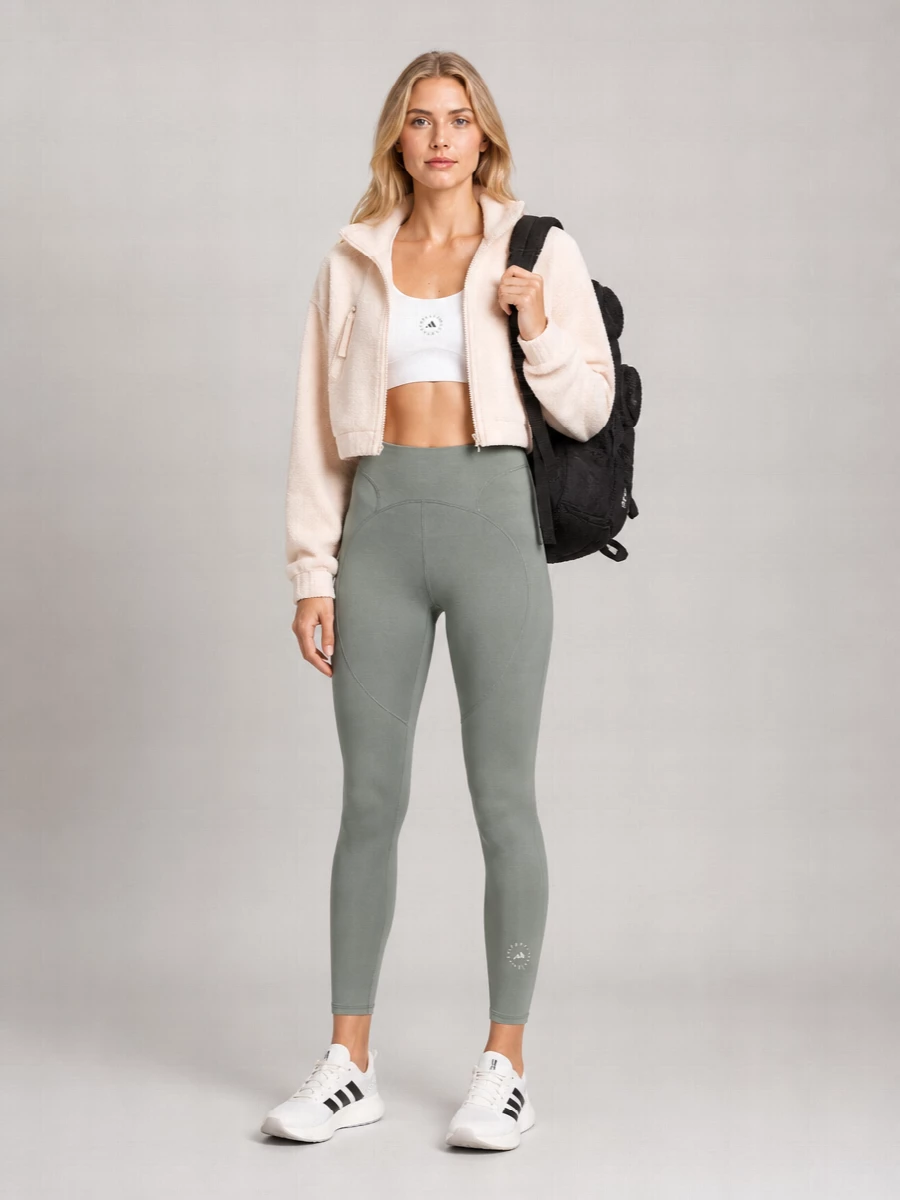 Adidas by Stella McCartney cropped teddy fitted jacket