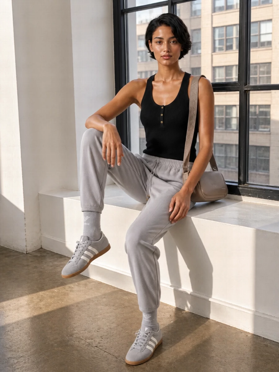 Elisabetta franchi track pants ribbed tank outfit