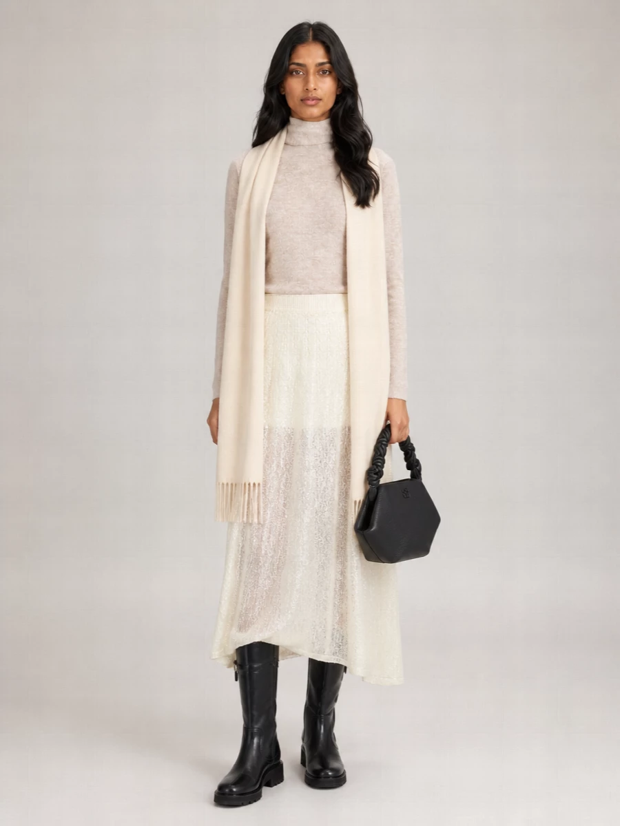 Ganni Shiny Pointelle Knit Maxi Skirt