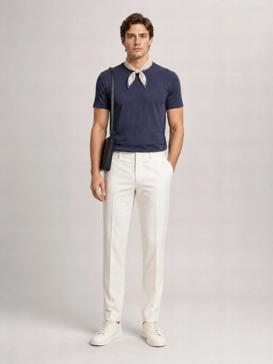 Lardini Ribbed Cotton Crew Neck Short Sleeve Jumper