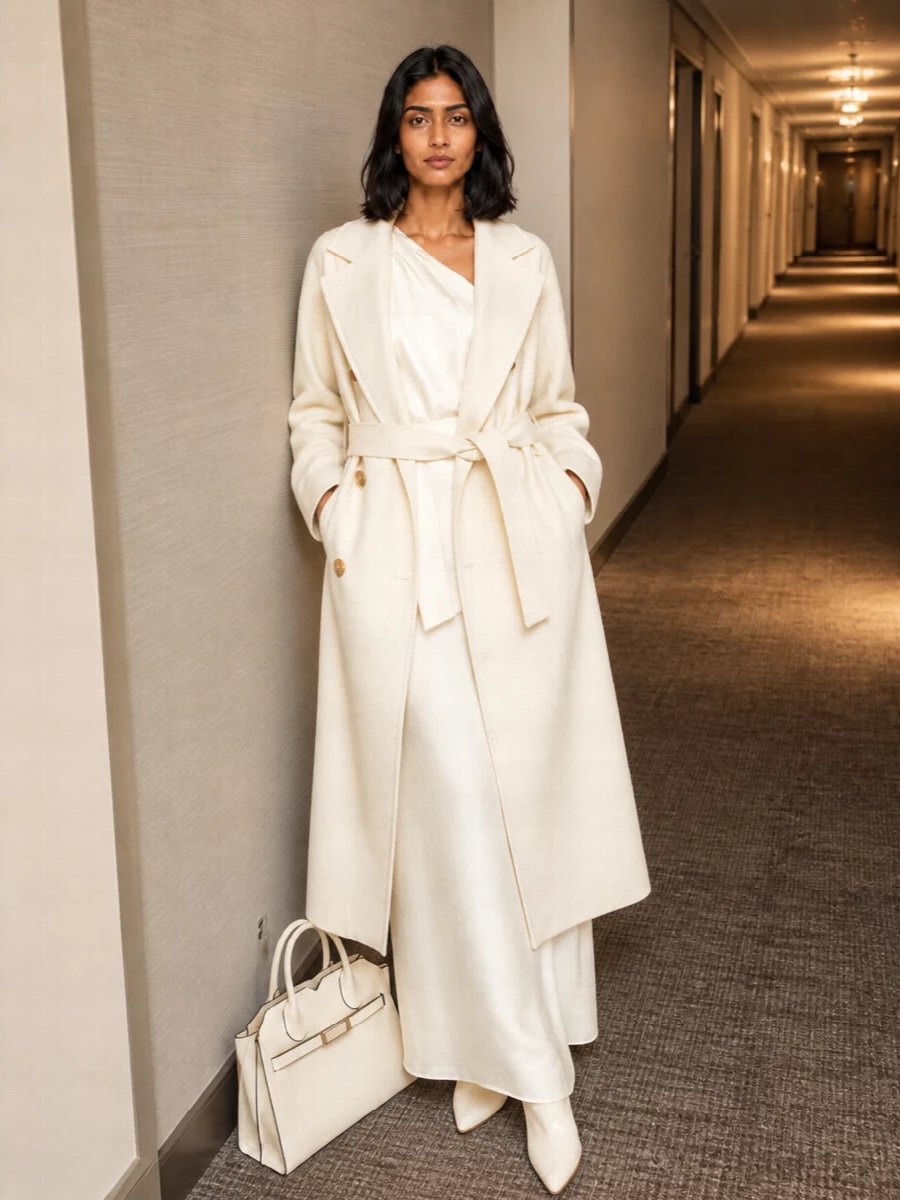 Max mara ivory coat satin gown ivory boots