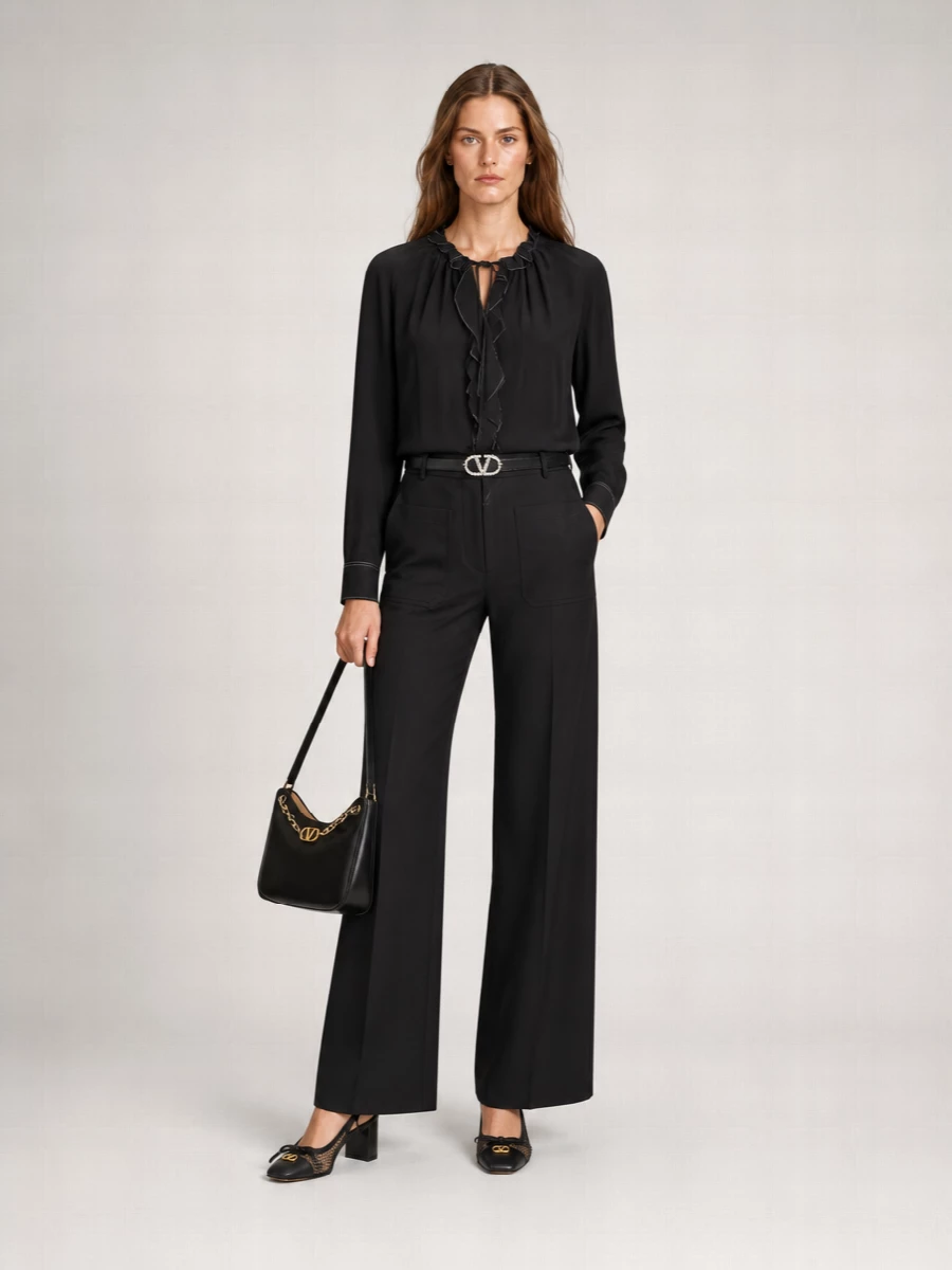 Victoria Beckham Silk Ruffle Blouse