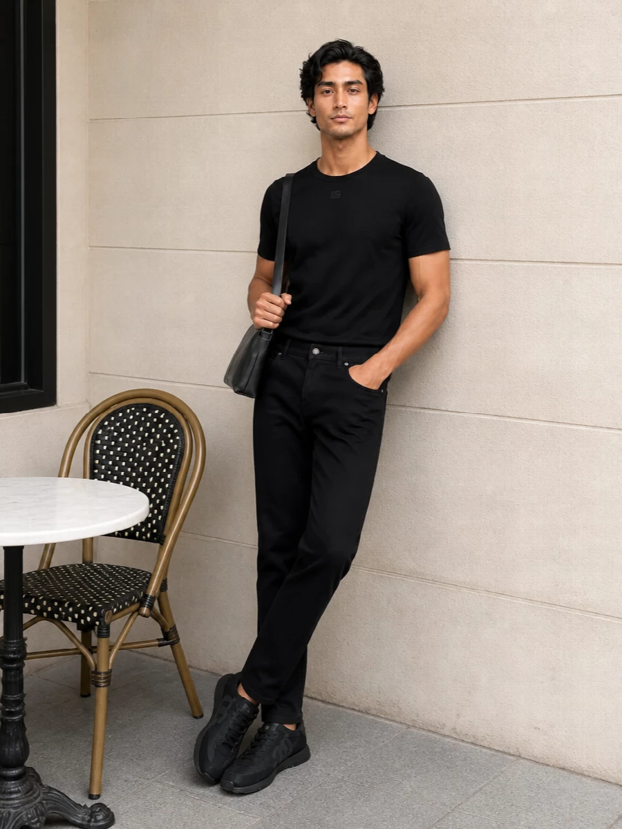 Dolce gabbana black runner minimalist tee trousers