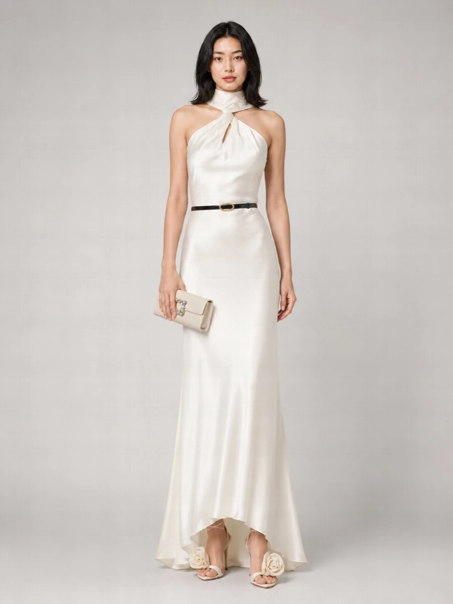 The Attico Satin Maxi Dress