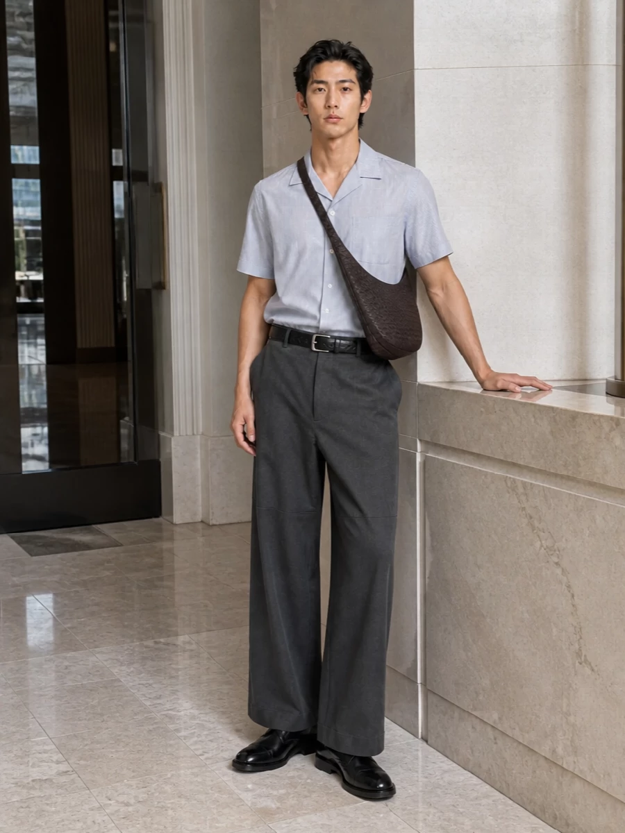 Dries van noten wide leg trousers camp shirt outfit