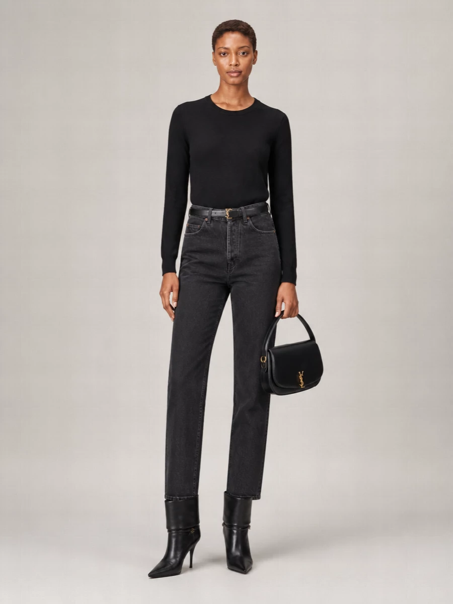 Saint Laurent Denim High-Rise Wide-Leg Jeans