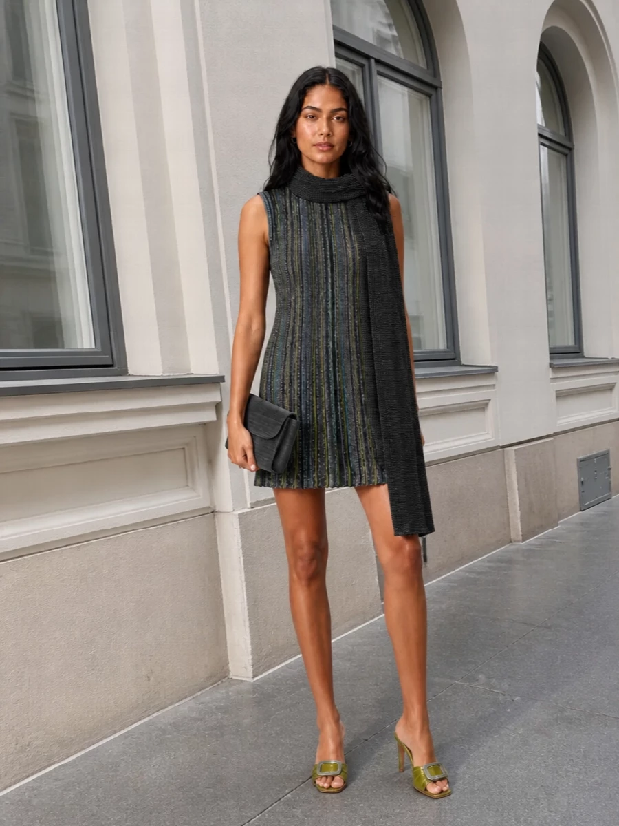 Missoni knit mini dress roger vivier heels outfit