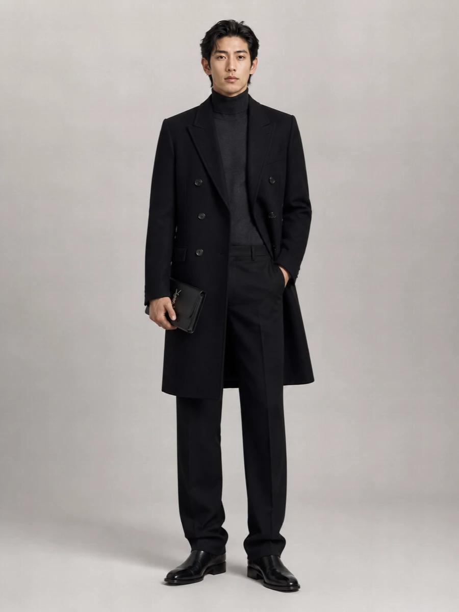 Saint Laurent Wool Double-Breasted Coat