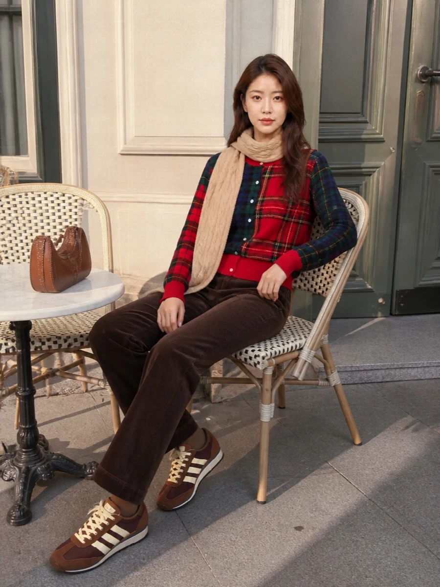 Polo ralph lauren tartan cardigan corduroy pants