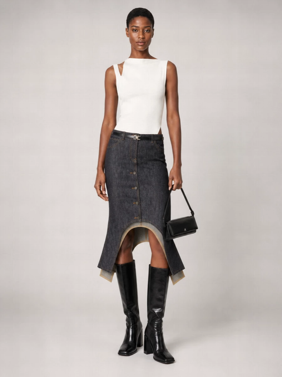 Courrèges Denim Fitted Skirt