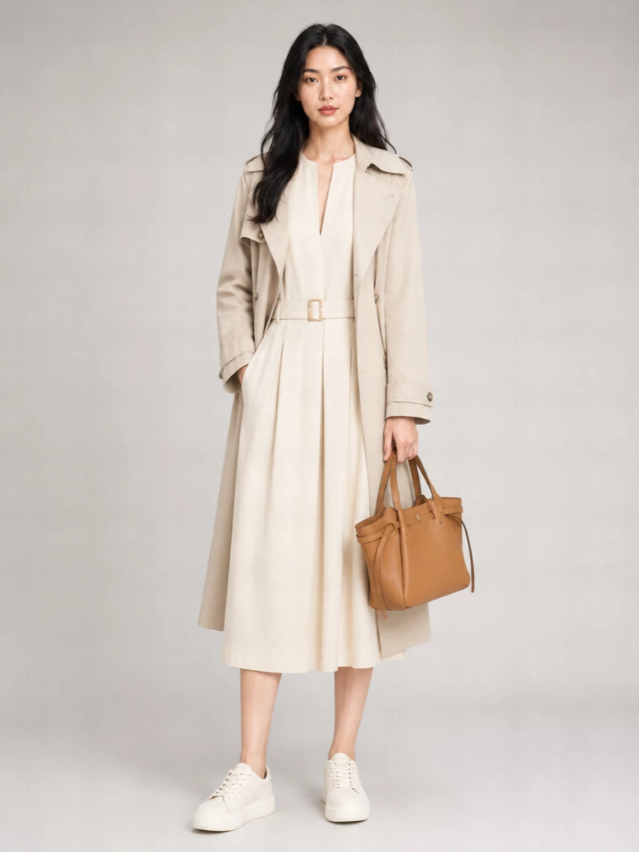 Woolrich Cotton Double-Breasted Belted Trench Coat
