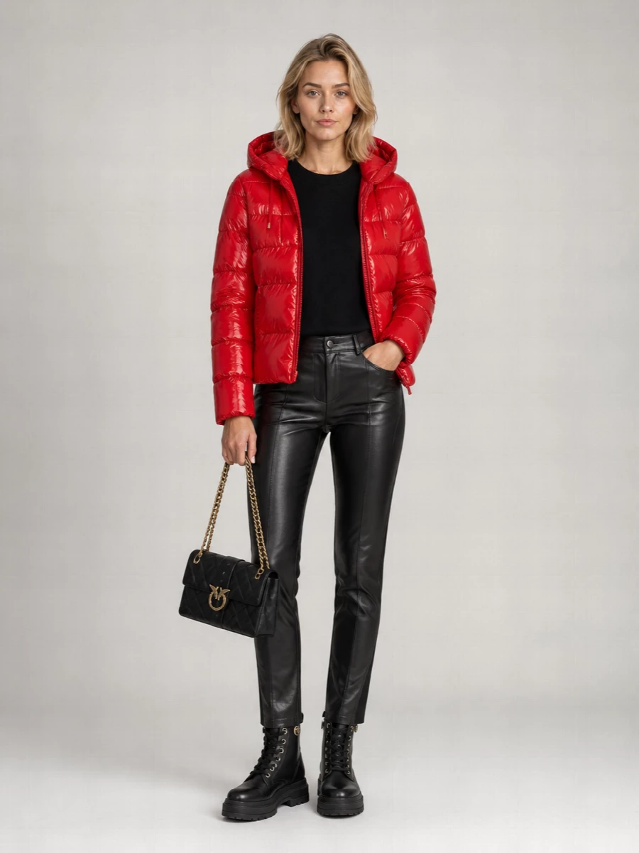 Pinko Down Hooded Quilted Puffer Coat