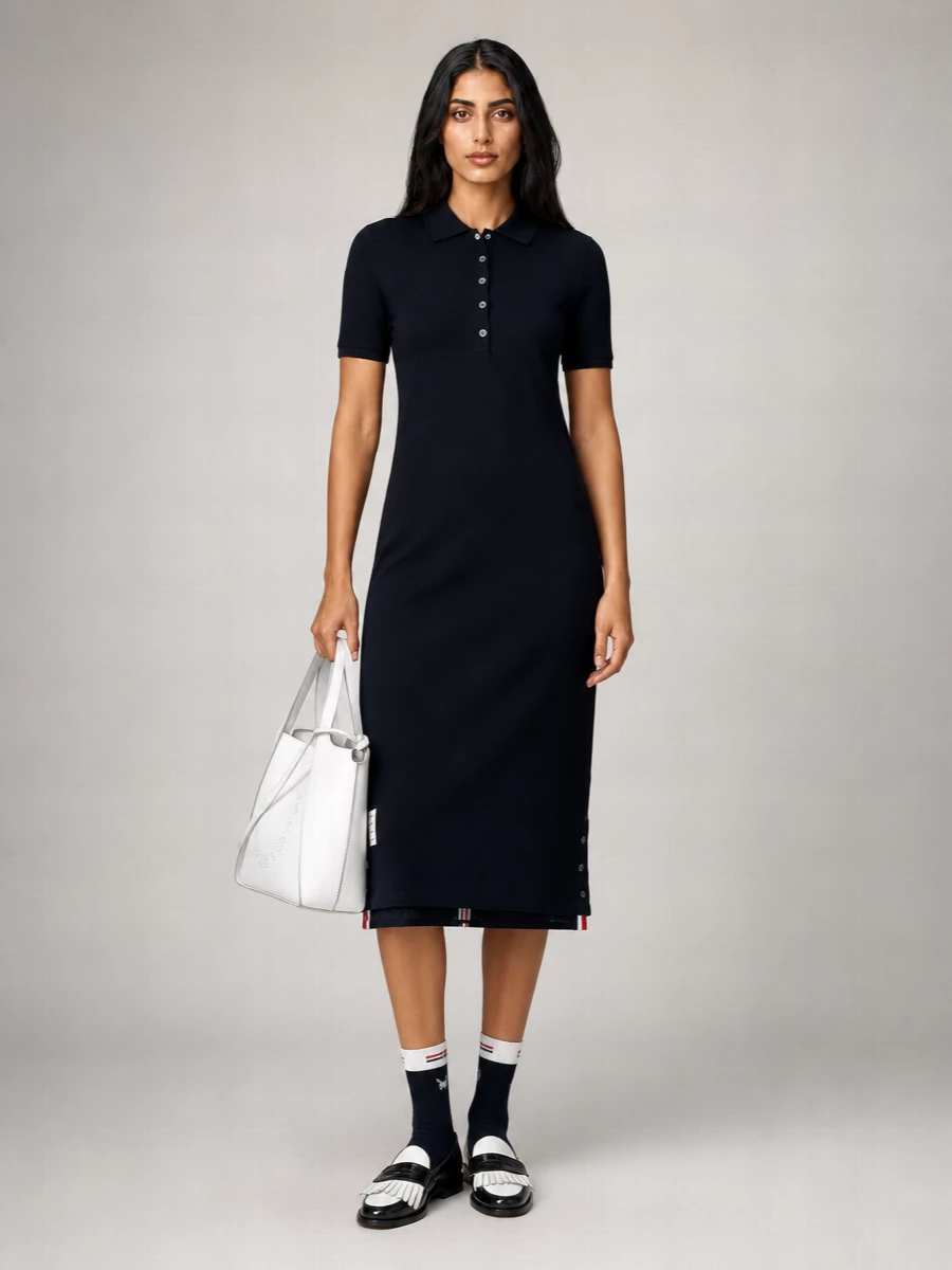 Thom Browne Cotton Polo Midi Dress