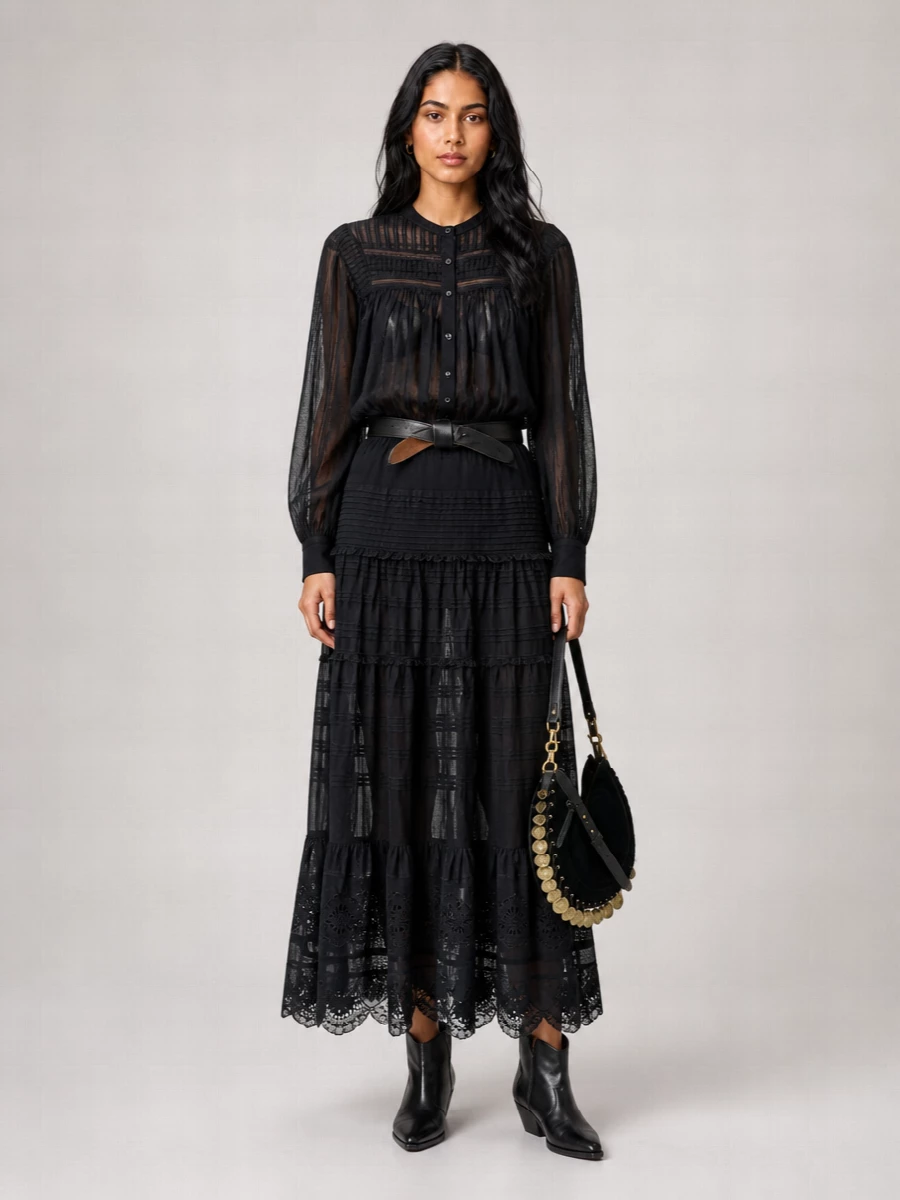 Isabel Marant Etoile Cotton Blend Gathered Long-Sleeve Blouse