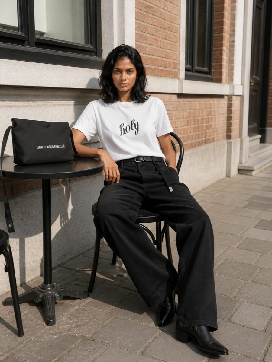 Ann demeulemeester wide leg pants black loafers