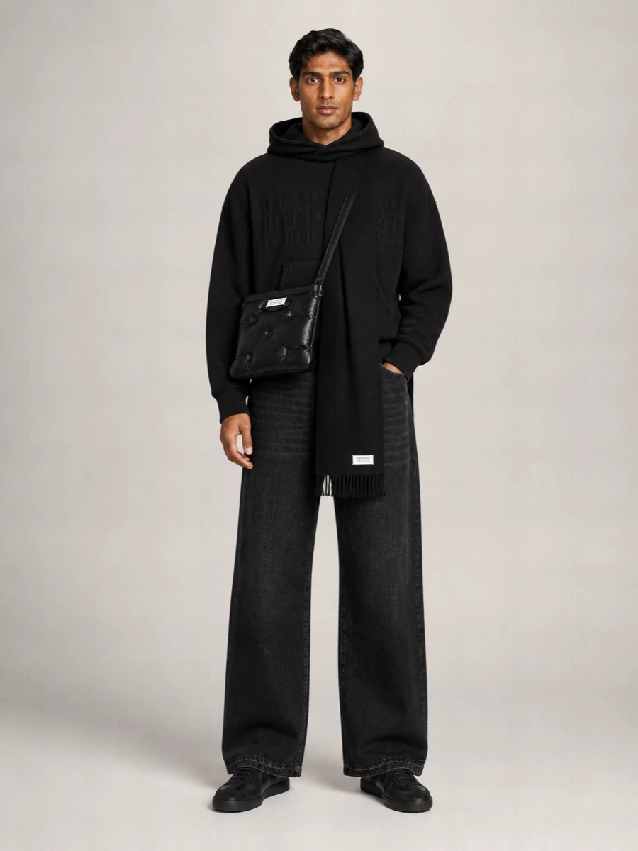 Mm6 Maison Margiela Virgin Wool Blend Cropped Hoodie