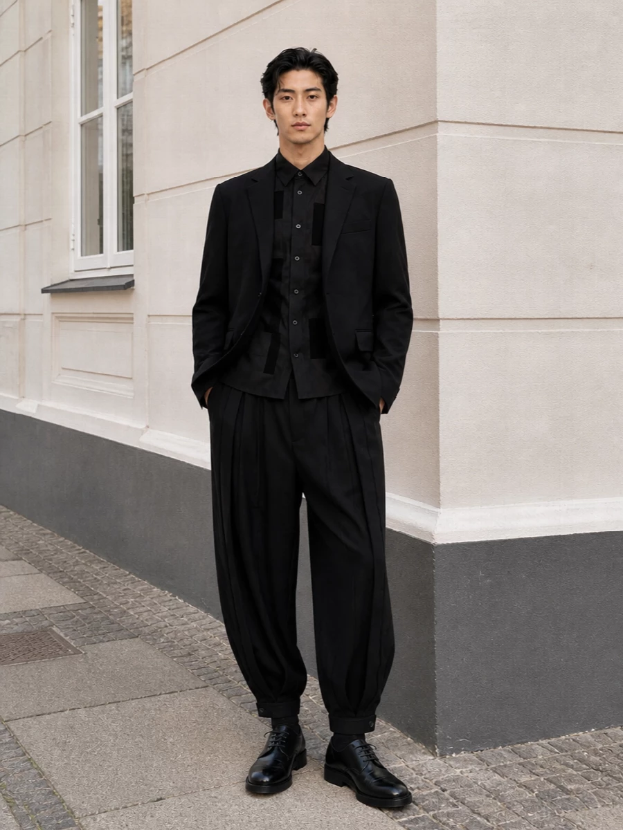 Comme des garcons blazer outfit prada briefcase