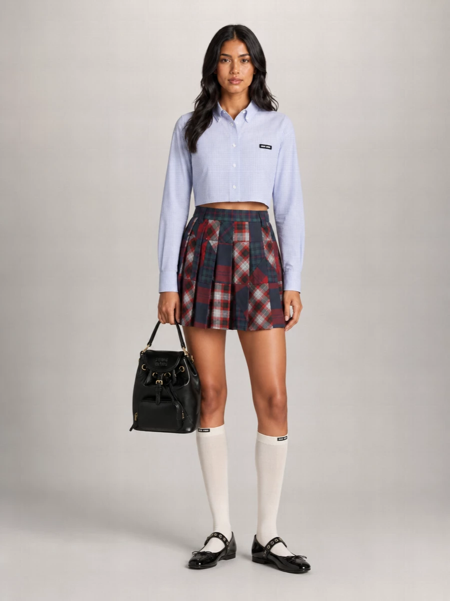 Miu Miu Wool Pleated Mini Skirt