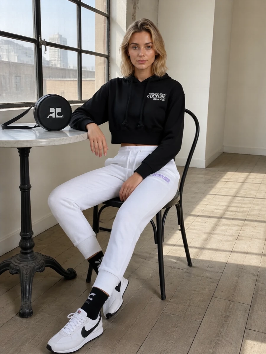 Versace hoodie white joggers streetwear outfit