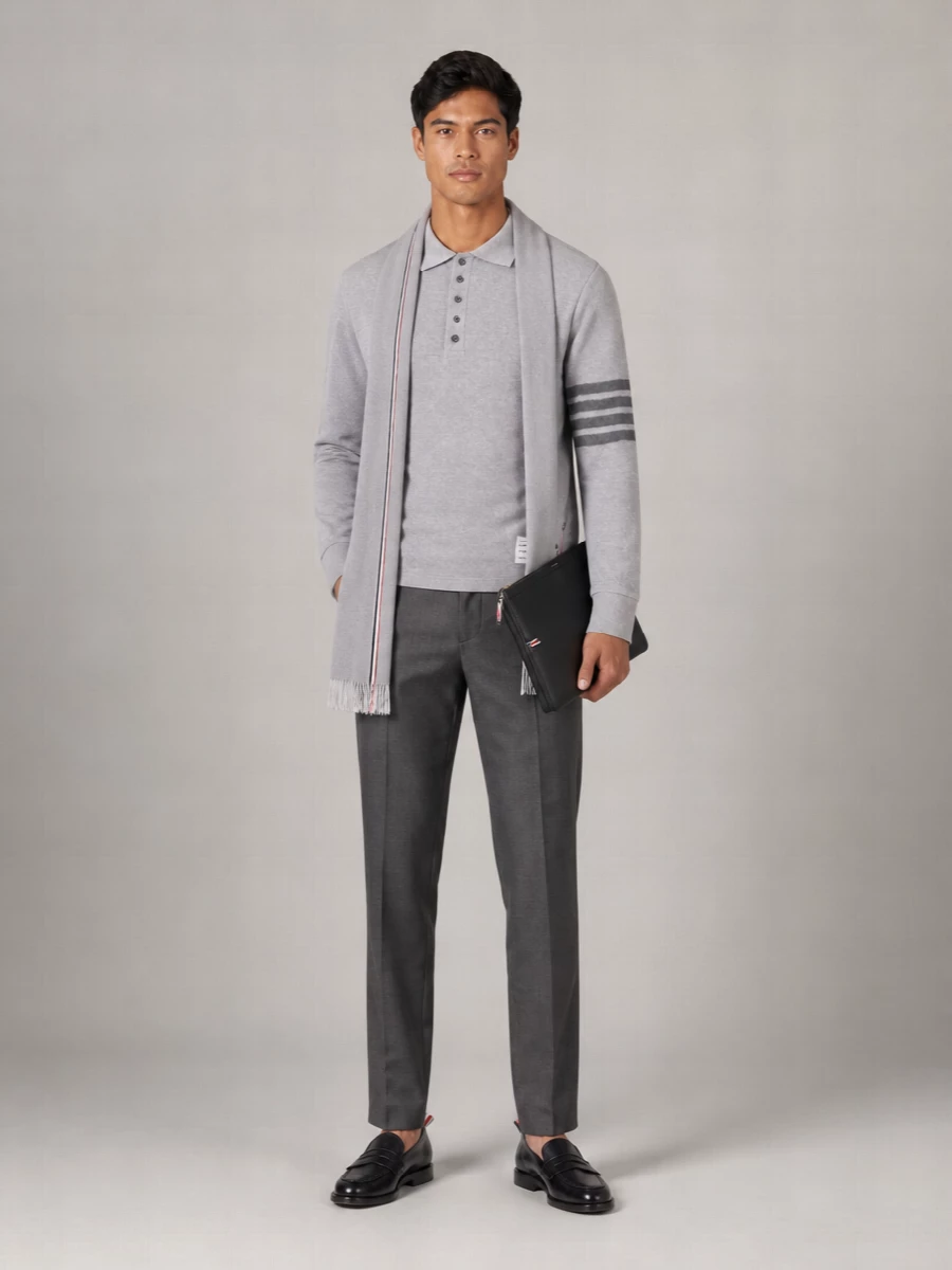 Thom Browne Cotton Piqué Long-Sleeve Polo Shirt
