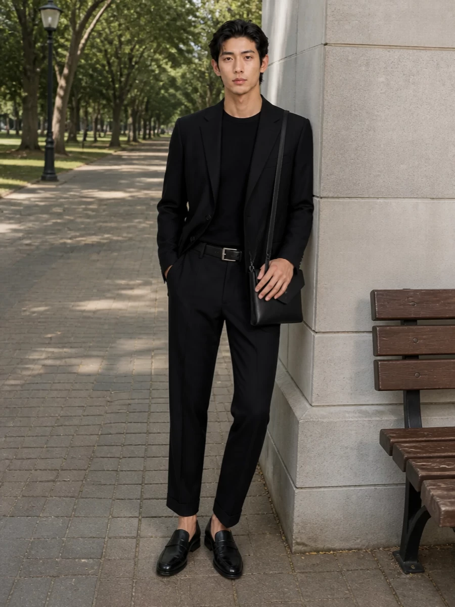 Ami paris black blazer cropped trousers outfit