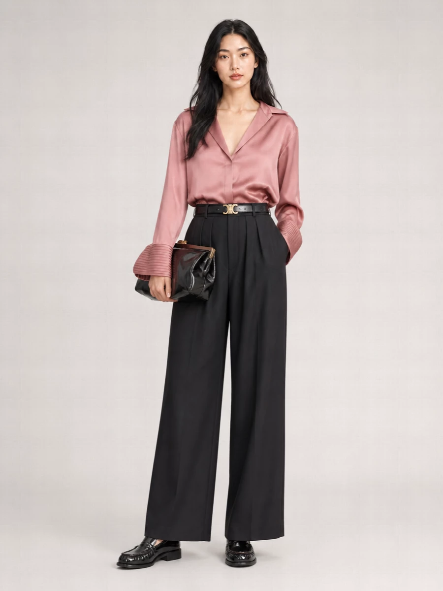 Dries Van Noten wool pleated wide-leg trousers