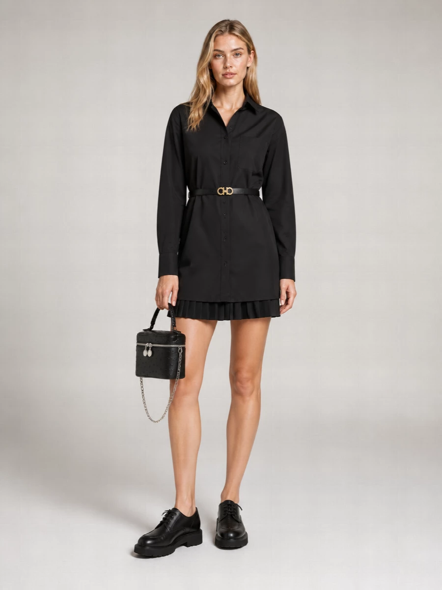 Sportmax Cotton-Blend Shirt Mini Dress