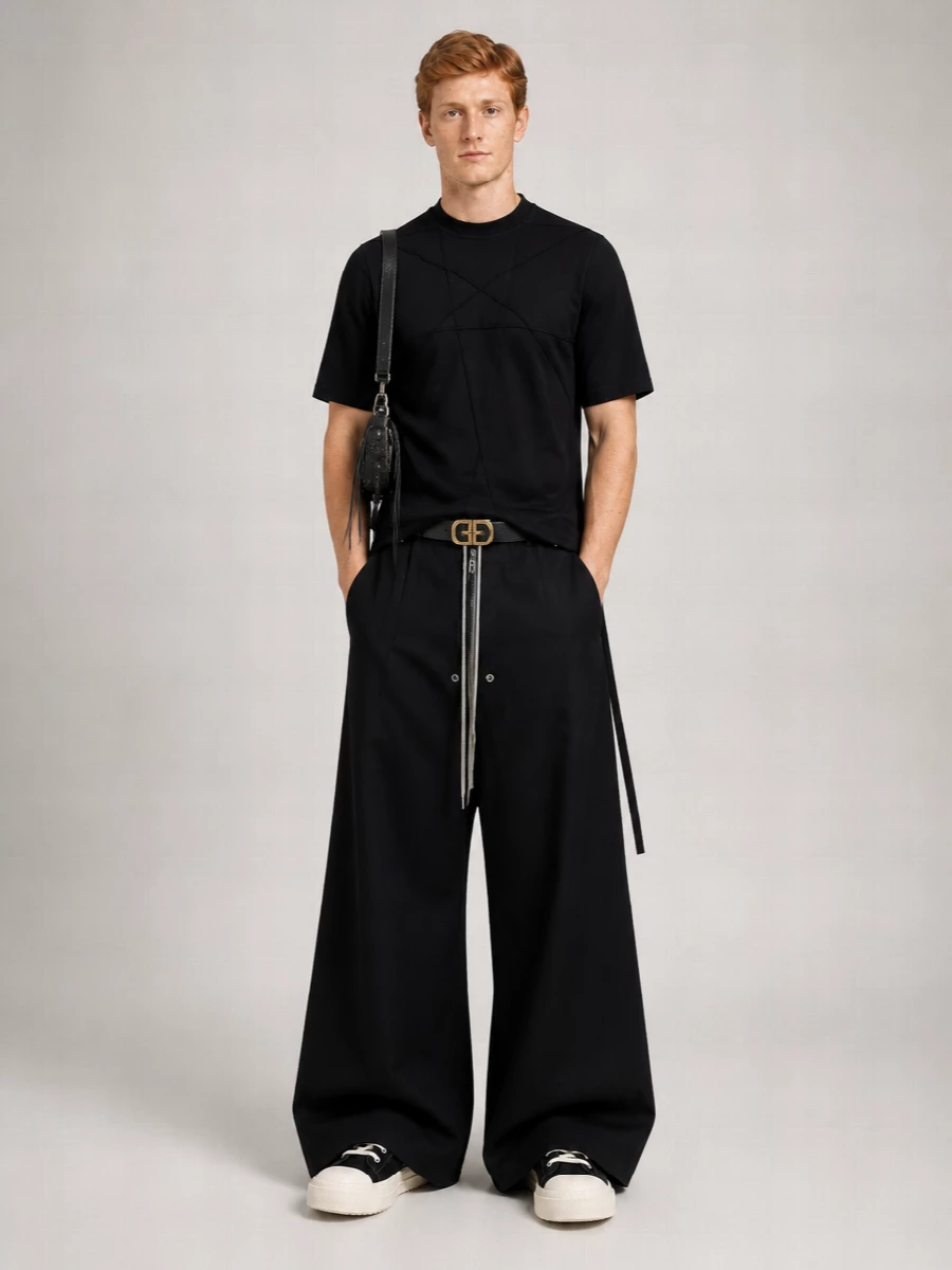 Rick Owens Drkshdw Cotton Low-Rise Wide-Leg Floor-Length Trousers