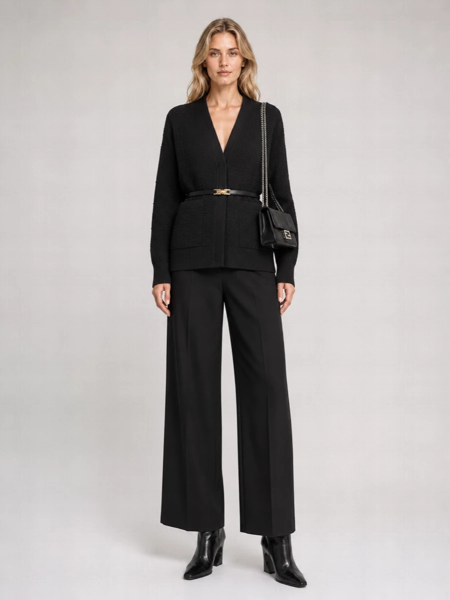 Fendi Cashmere Wool V-Neck Cardigan