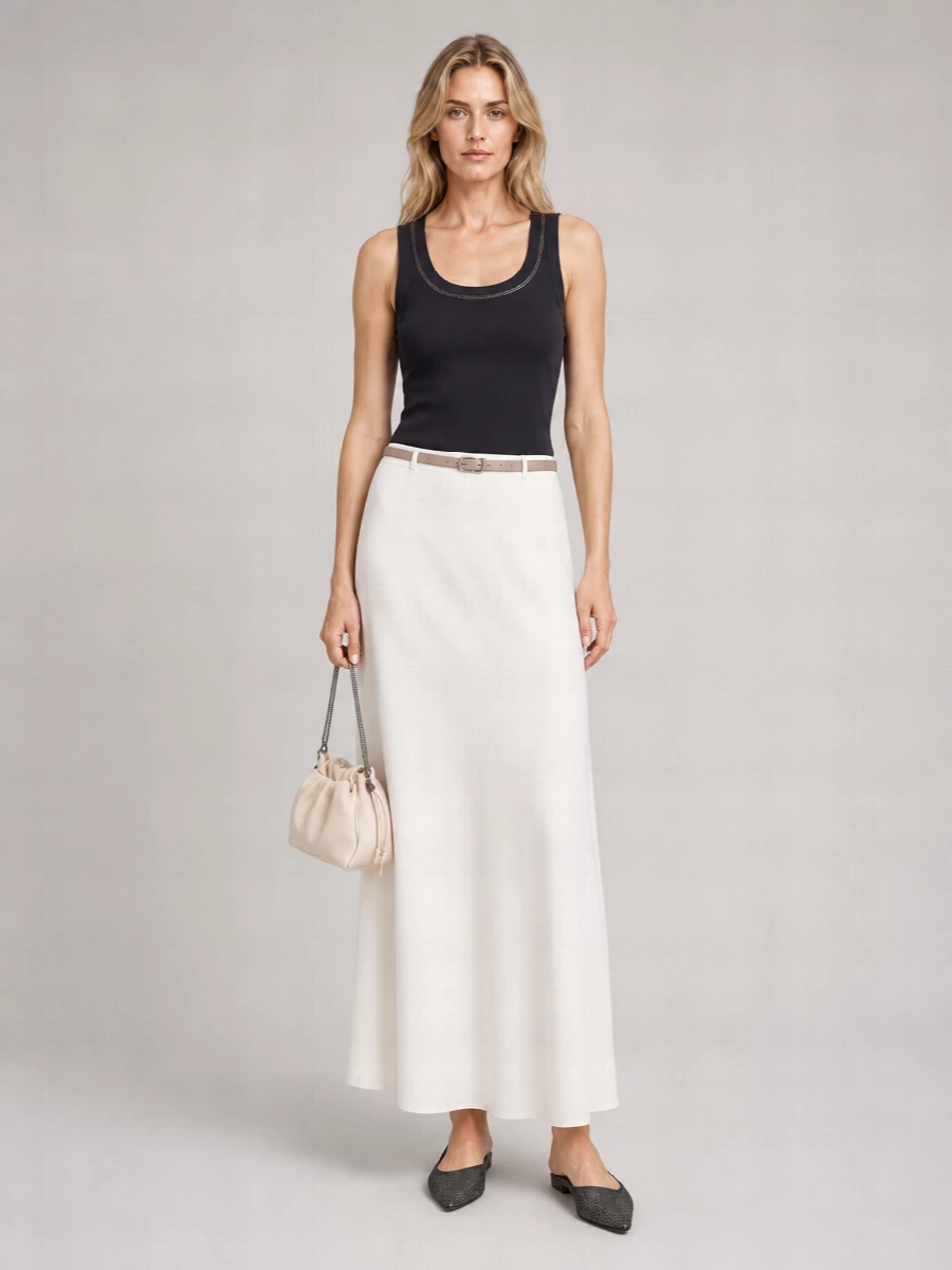 Brunello Cucinelli Ribbed Sleeveless Top With Jewelled Trim