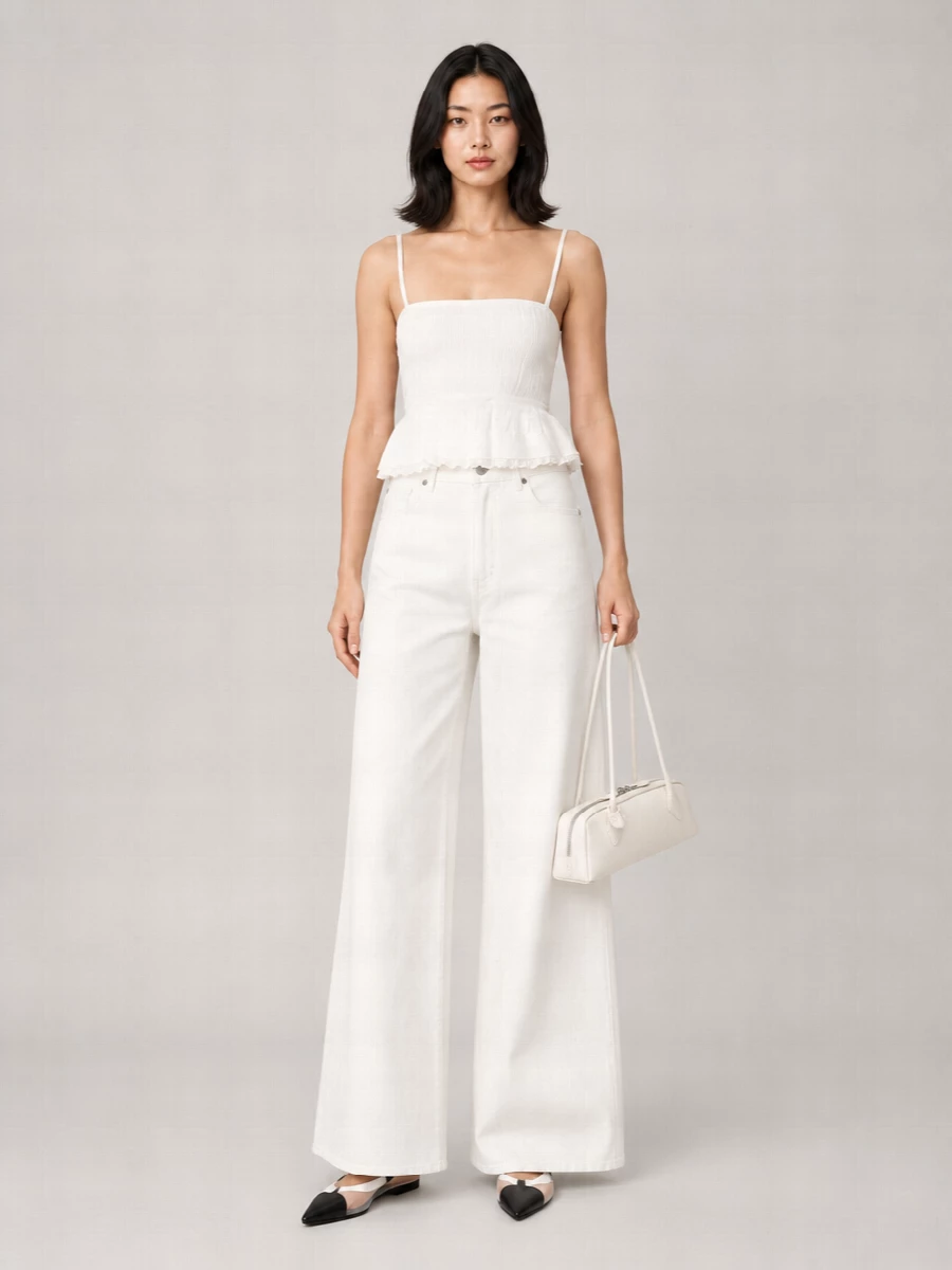 Alaïa Viscose Cropped Square-Neck Peplum Camisole