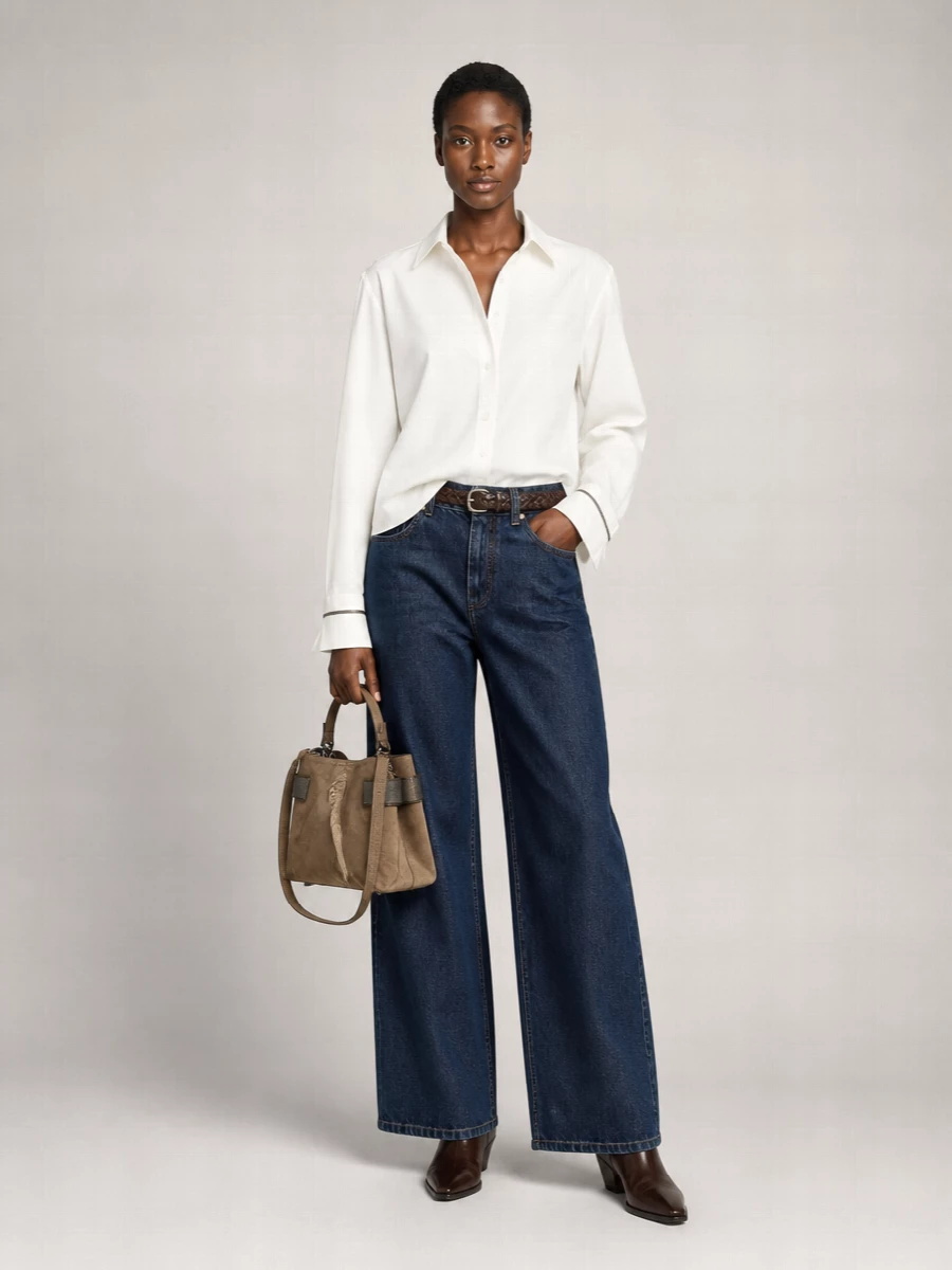 Brunello Cucinelli denim high-rise wide-leg jeans