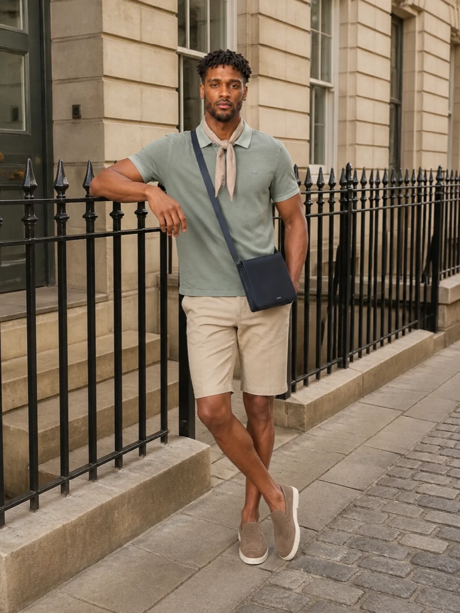 Fay sage polo sand chino shorts tods loafers