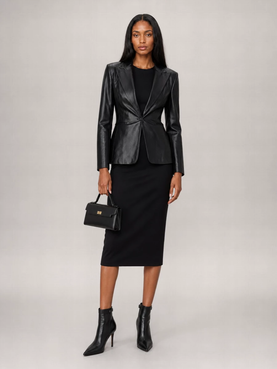 The Andamane Leather Single-Breasted Blazer