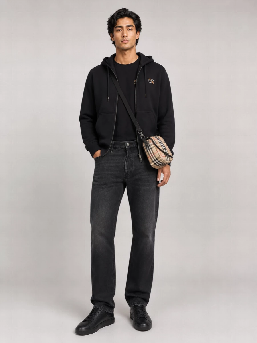 Burberry Cotton Hooded Zip Sweatshirt
