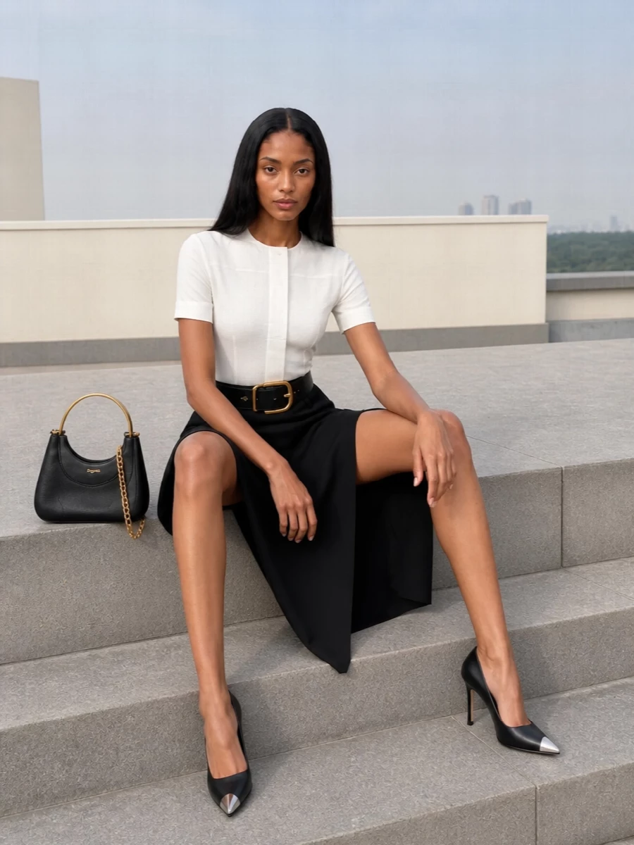 Alexander mcqueen black asymmetric skirt outfit