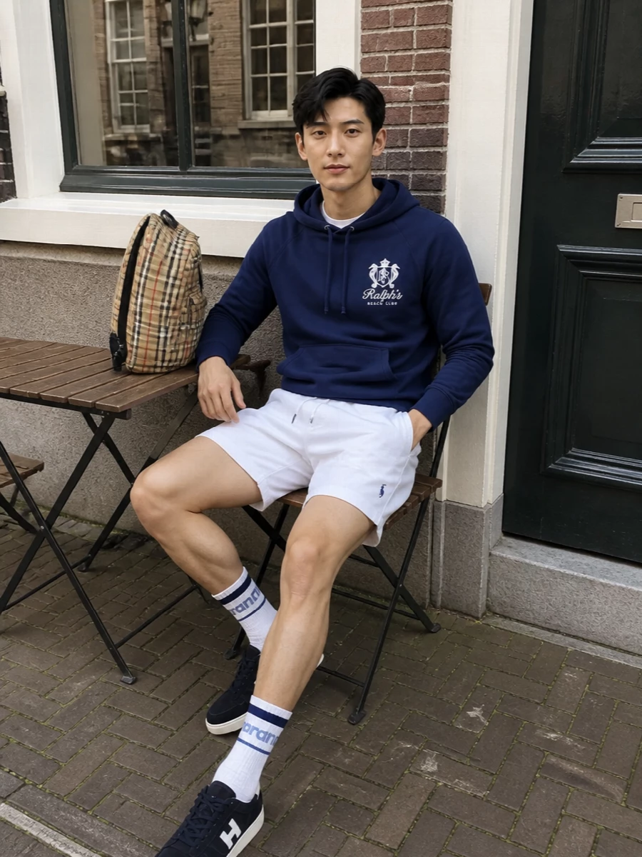 Polo ralph lauren hoodie white shorts hogan sneakers