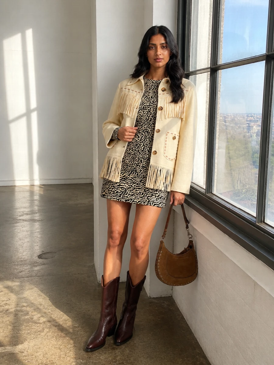 Isabel marant western boots animal print dress