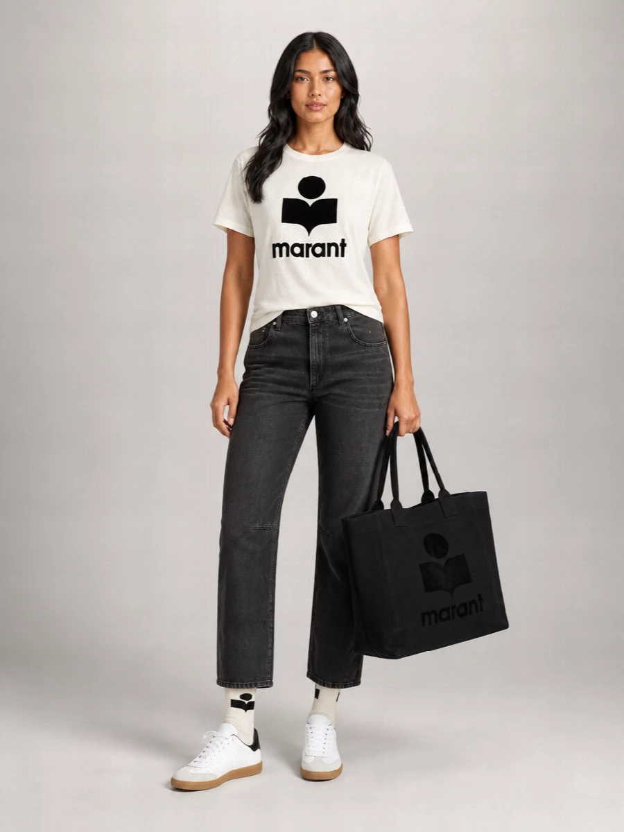 Isabel Marant Etoile Linen Logo-Print T-Shirt