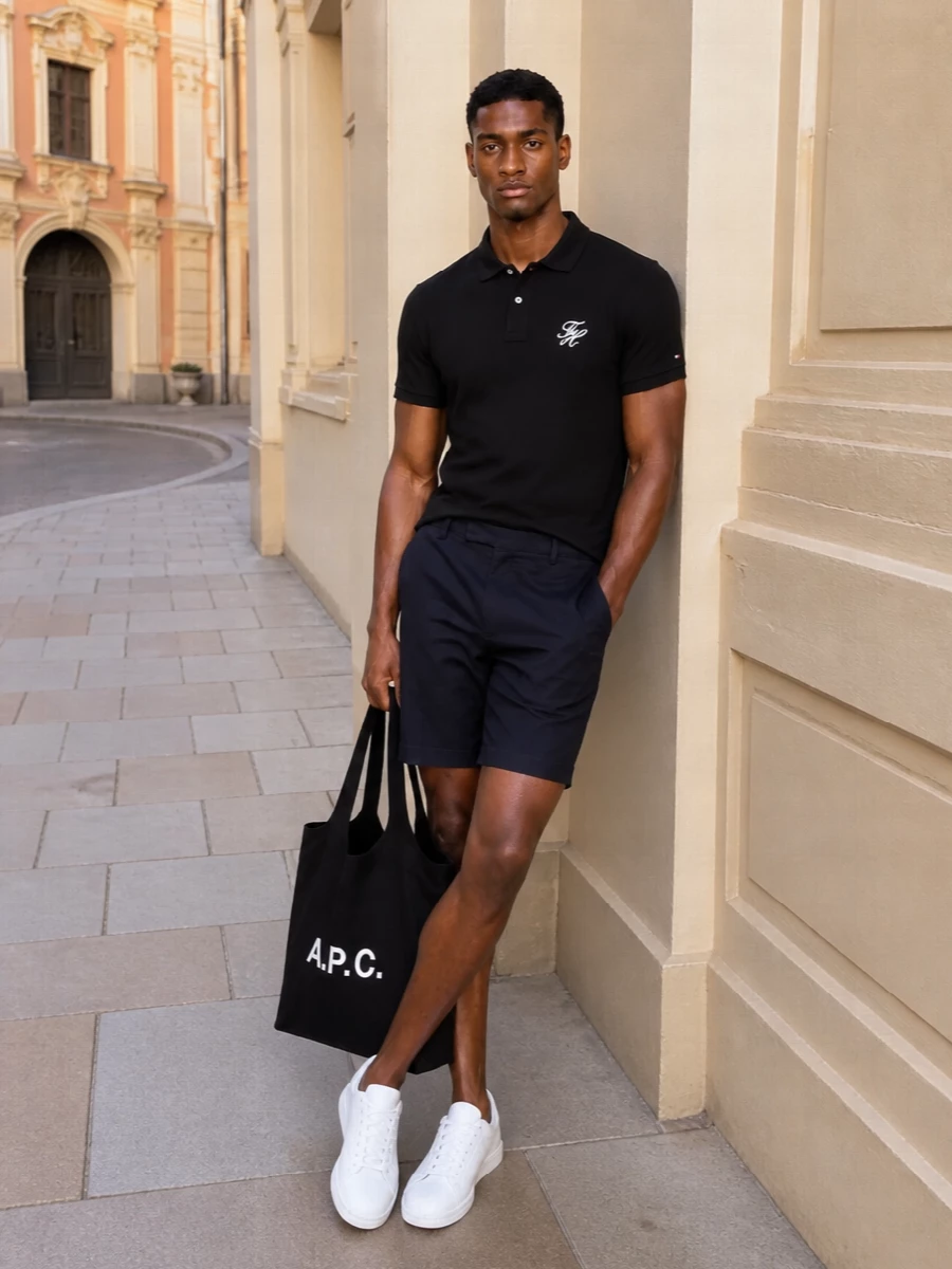 Tommy hilfiger polo navy shorts white sneakers
