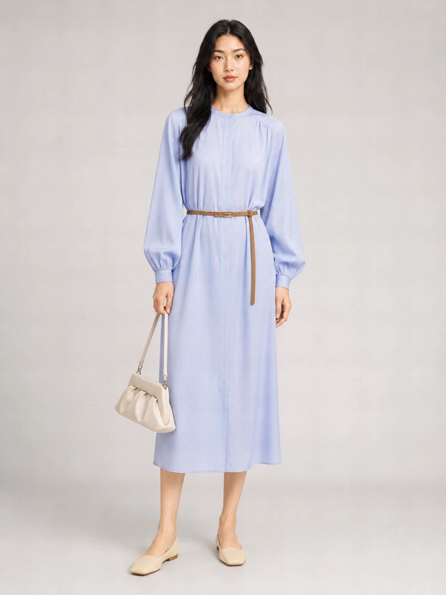Loulou Studio Cotton Belted Midi Shirt Dress