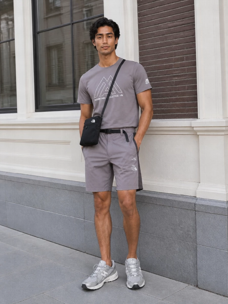 North face grey athletic outfit new balance runner